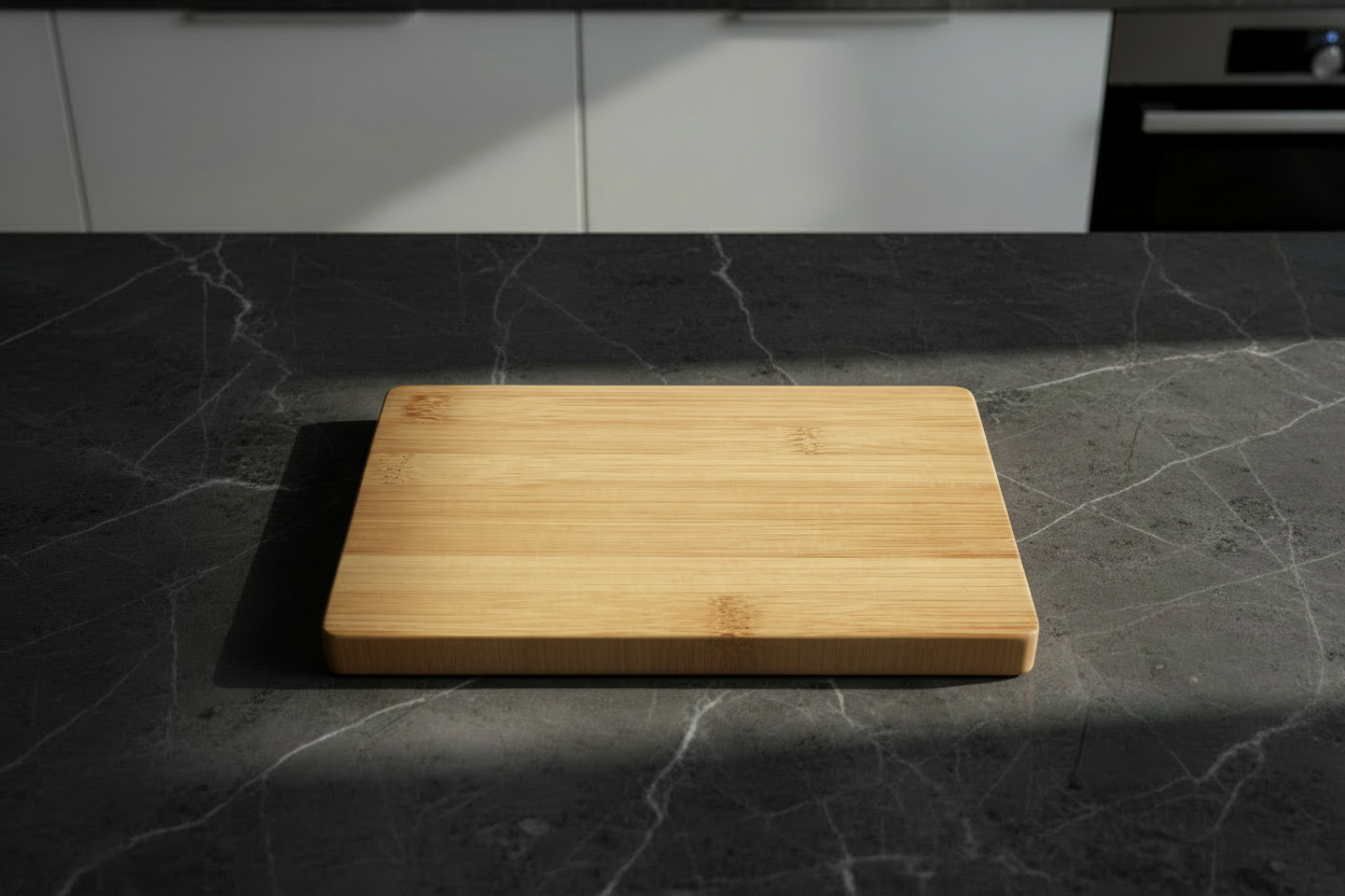 14x22cm bamboo cutting board on dark marble countertop
